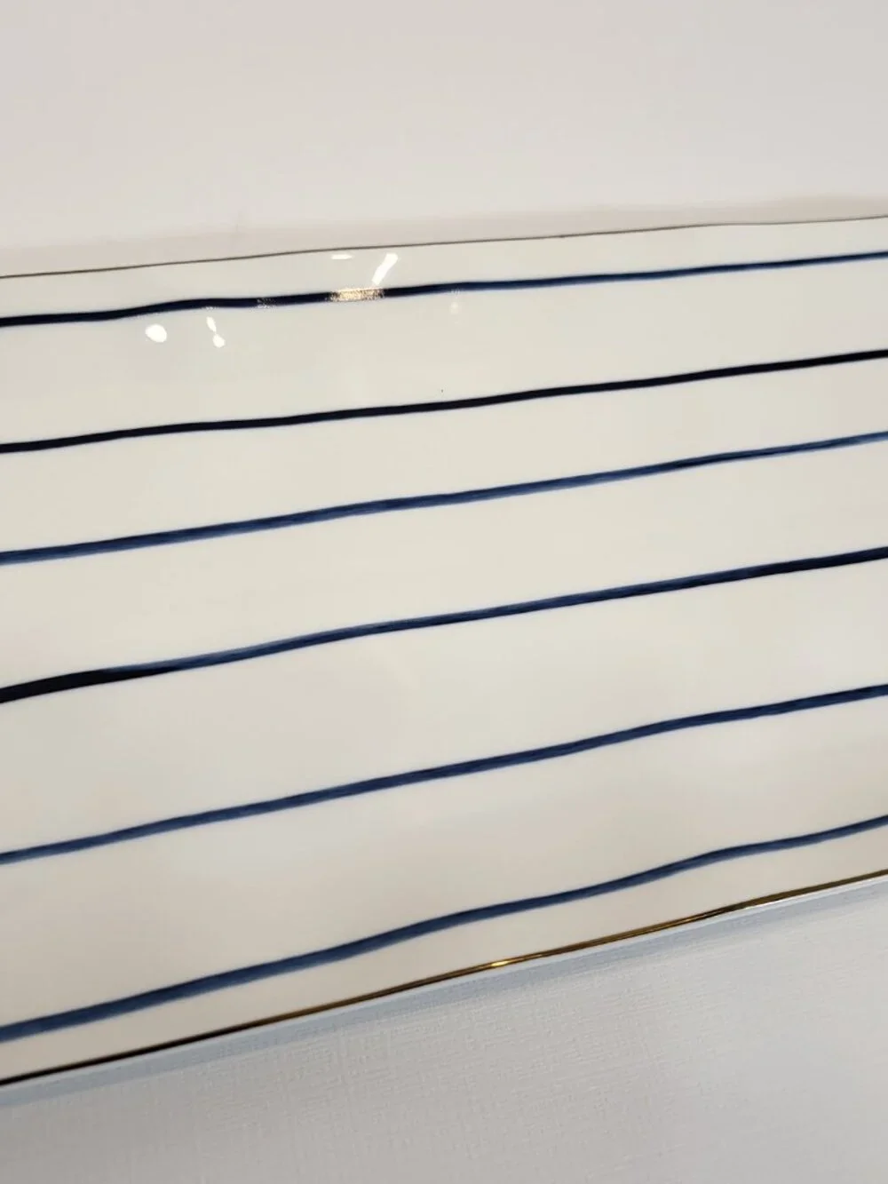 Lenox Blue Bay Stripe Porcelain Hors D'oeuvre Tray -‎ 14